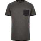 River Island Mens Check Pocket T-shirt