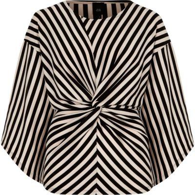 River Island Womens Stripe Print Twist Front Top
