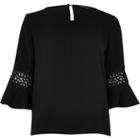 River Island Womens Lace Insert Bell Sleeve Top