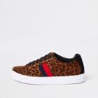 River Island Womens Leopard Print Lace-up Plimsolls
