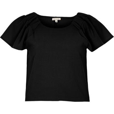 River Island Womens Ruched Sleeve T-shirt