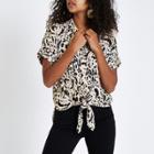 River Island Womens Animal Print Tie Front Shirt