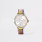River Island Womens Multicolour Oil Slick Diamante Chain Watch