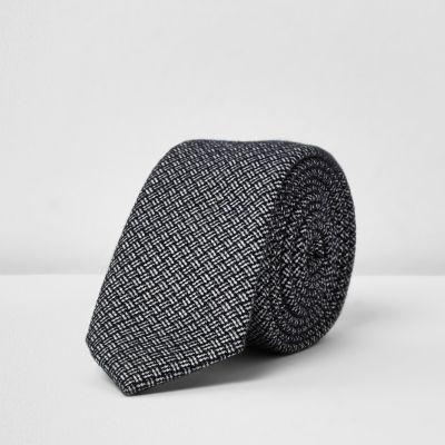 River Island Mensnavy Textured Print Tie