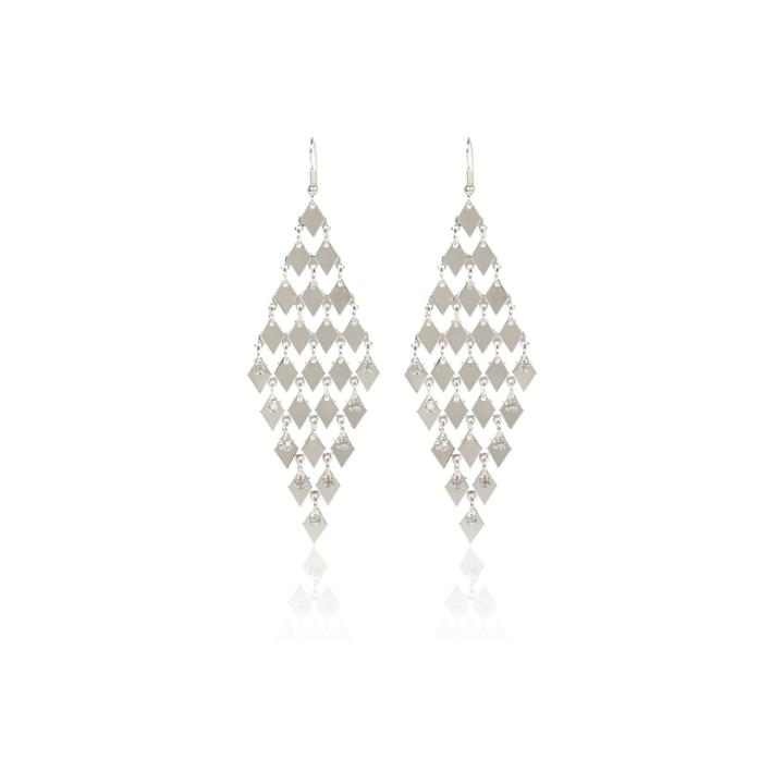 River Island Womens Silver Tone Diamante Dangle Earrings
