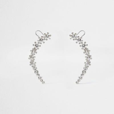 River Island Womens Silver Tone Flower Embellished Ear Cuffs