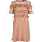 River Island Womens Dark Nude Mesh Frill Front