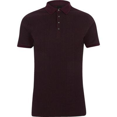 River Island Mens Chunky Rib Muscle Fit Polo Shirt
