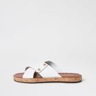 River Island Womens White Leather Cross Strap Mules