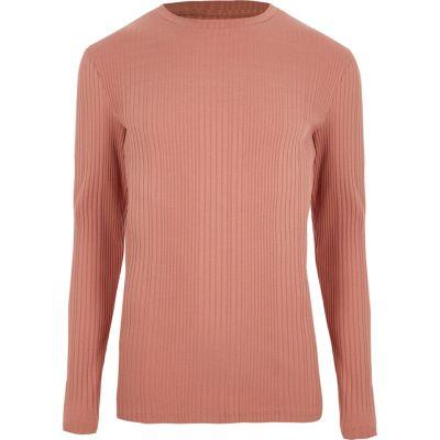 River Island Mens Long Sleeve Ribbed Muscle Fit Knit Top