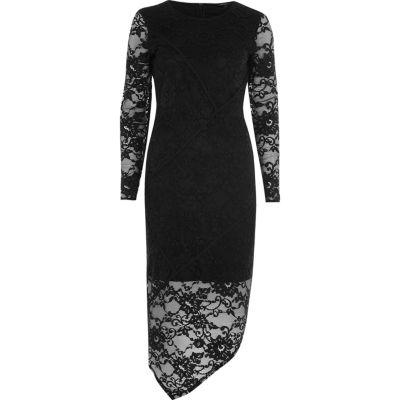 River Island Womens Lace Asymmetric Bodycon Dress