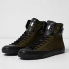 River Island Mensdark Premium Leather Hi Top Trainers