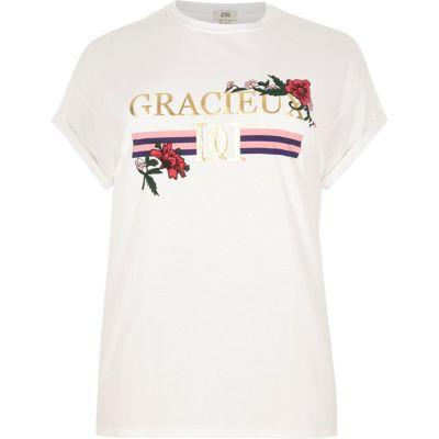 River Island Womens Plus White 'gracieux' Boyfriend Fit T-shirt