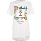 River Island Womens White 'all We Have' Print Longline T-shirt