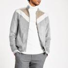 River Island Mens Suede Chevron Colour Block Racer Jacket