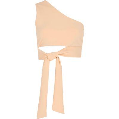 River Island Womens One Shoulder Tie Front Crop Top