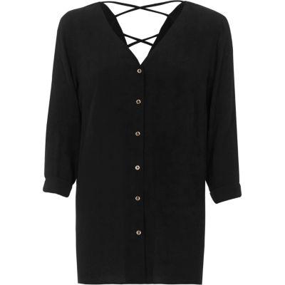 River Island Womens Cross Back V Neck Button-up Blouse