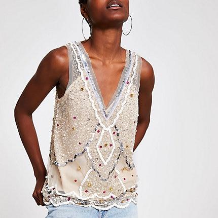 River Island Womens Sequin Vest