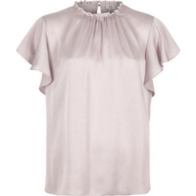 River Island Womens Satin Frill Sleeve Top
