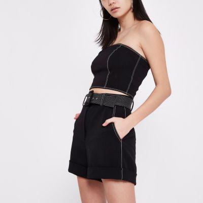 River Island Womens Belted Contrast Stitch Shorts