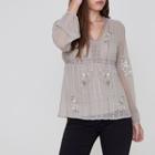 River Island Womens Petite Floral Embroidered Blouse