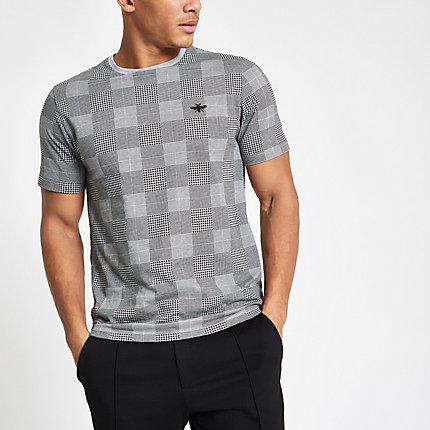 River Island Mens Marl Check Slim Fit T-shirt