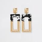 River Island Womens Gold Color Mono Print Square Drop Earrings