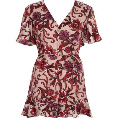 River Island Womens Floral Devore Tea Dress Style Playsuit
