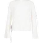 River Island Womens White Rib Knit Tie Side Jumper