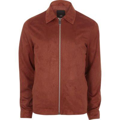 River Island Mens Rust Faux Suede Harrington Jacket