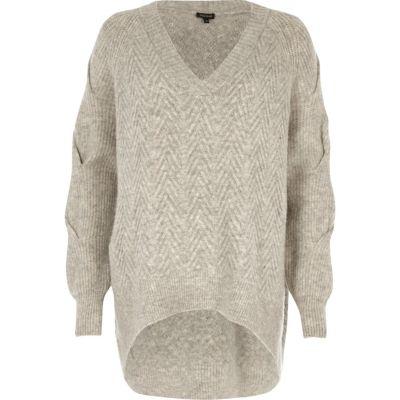 River Island Womens Oversized V-neck Knit Sweater