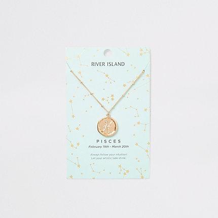 River Island Womens Pisces Zodiac Sign Gold Colour Necklace