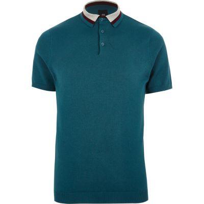 River Island Mens Slim Fit Knitted Polo Shirt