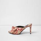 River Island Womens Floral Jacquard Bow Front Heeled Mules