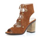 River Island Womens Suede Lace Up Block Heel Sandals