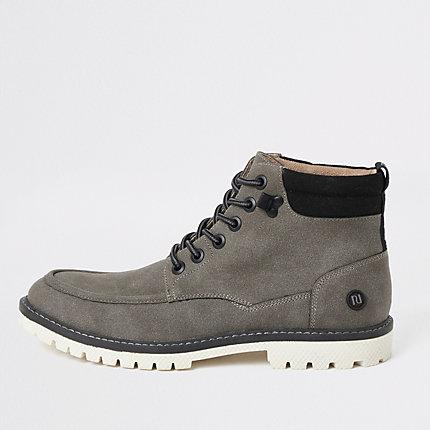 River Island Mens Faux Suede Lace Up Boots
