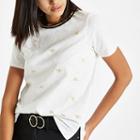 River Island Womens White Bee Embroidered T-shirt
