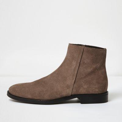 River Island Mensstone Suede Seam Boots