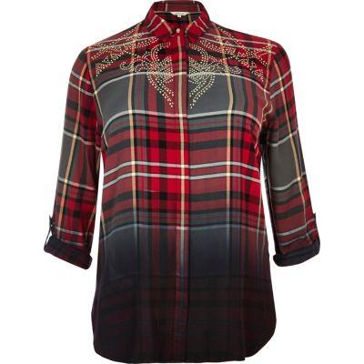 River Island Womens Plus Dip Dye Check Western Shirt