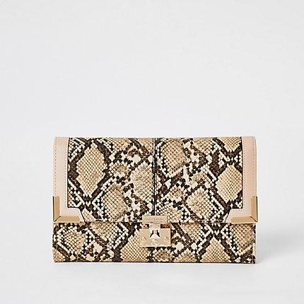 River Island Womens Snake Print Fold Over Travel Wallet