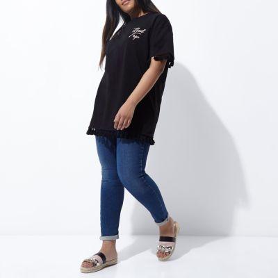 River Island Womens Plus 'road Trip' Tassel Hem T-shirt