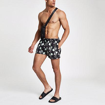 River Island Mens Skinny Fit Floral Swim Trunks