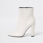 River Island Womens White Pointed Toe Block Heel Boots