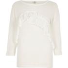 River Island Womens White Frill Cut And Sew Jumper