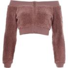 River Island Womens Fleece Bardot Zip-up Crop Top
