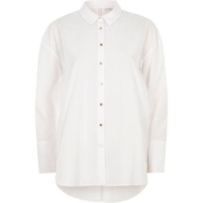 River Island Womens White Bow Back Oversized Shirt