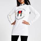 River Island Womens White Prolific High Neck Longline T-shirt