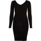 River Island Womens Rib Knit Hardware Sleeve Bodycon Dress