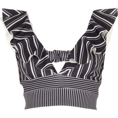 River Island Womens Stripe Frill Front Plunge Bralette