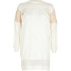 River Island Womens White Mesh Panel Oversized Sweatshirt